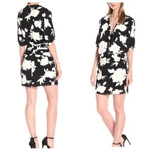 AKIRA ARK+CO Floral Black & White Kimono Sleeve Dress Size Small